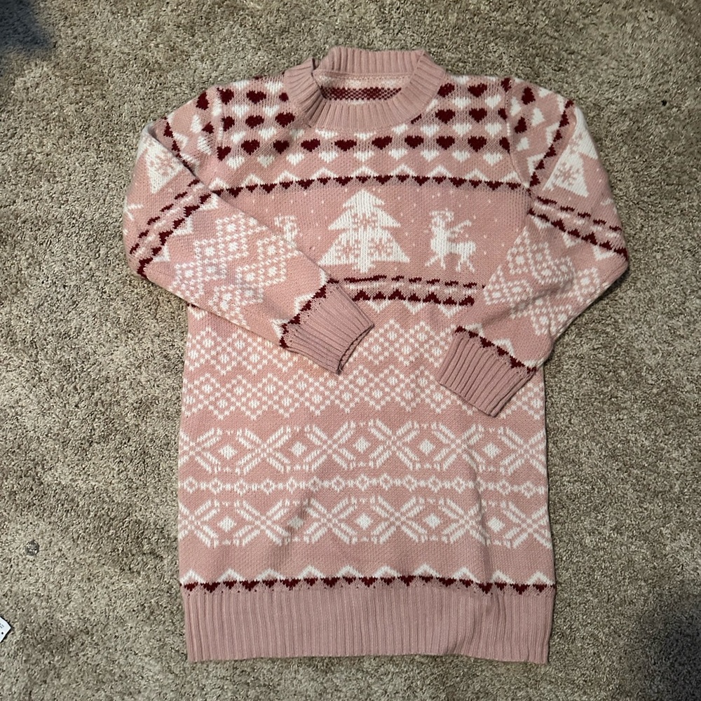 Pink Patterned Women's Sweater dress